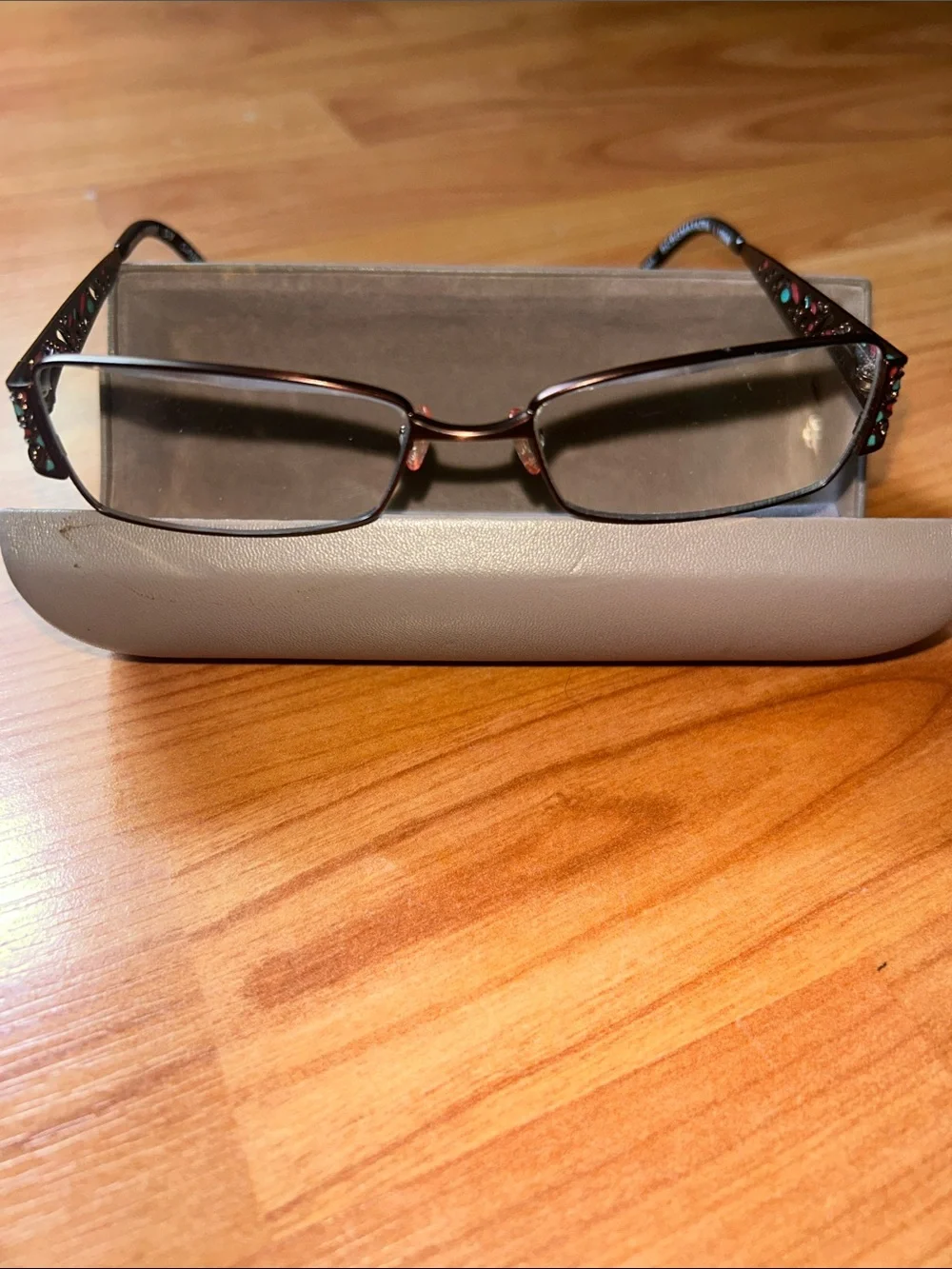 Y2K BCBGMaxAzria Black Rectangular Glasses with Multicolor Temple Accents